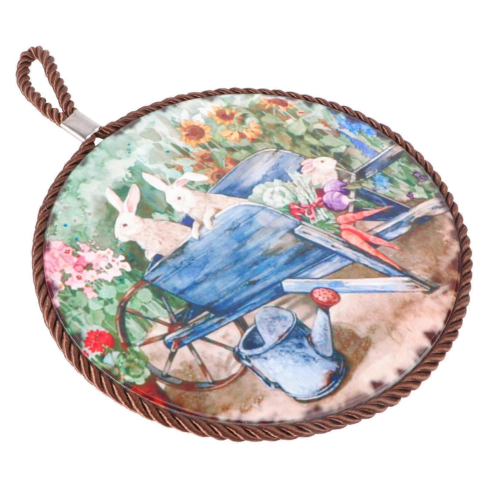 Easter Pattern Placemat Ceramic Table Mat for Home Use 1Pcs