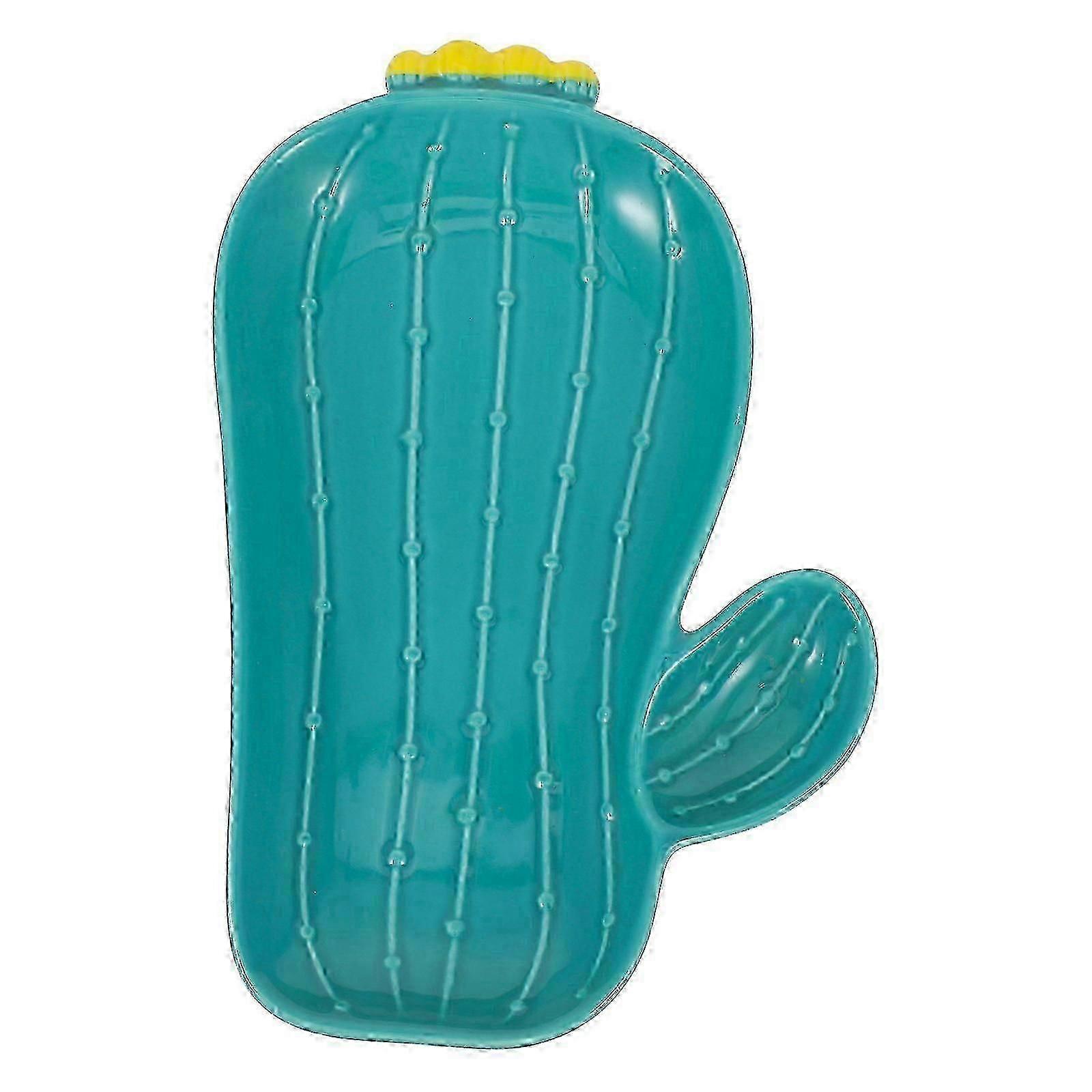 Cute Ceramic Cactus Modeling Plate for Fruit Display Light Green