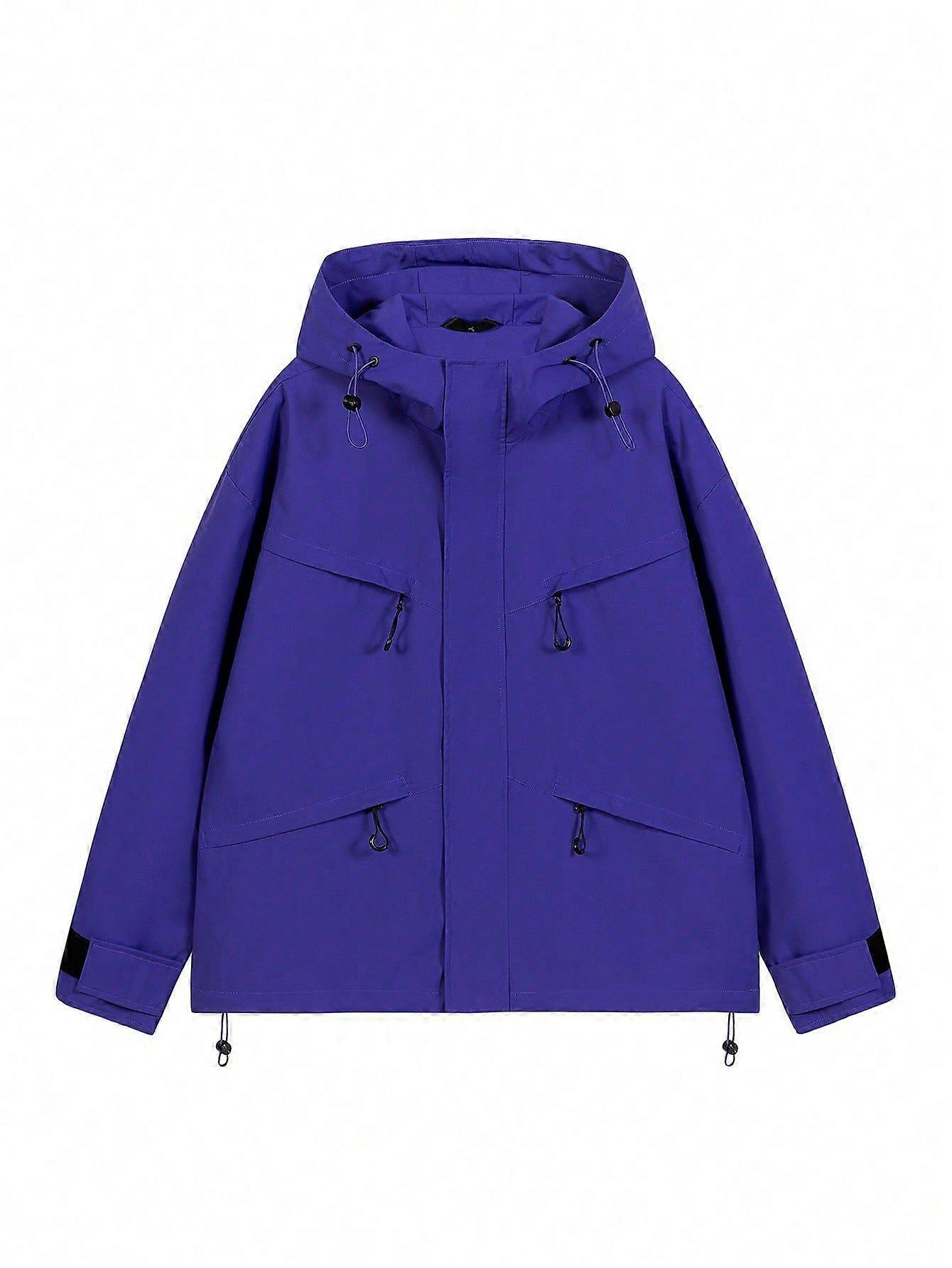Men Drawstring Hem Hooded Jacket