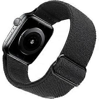 Elastisk klokkerem kompatibel med Apple Watch-rem 45 mm 44 mm 42 mm komfortabel justerbar sportsrem for iWatch-serien 7 6 5 4 SE 3 2 1 dame herre - svart