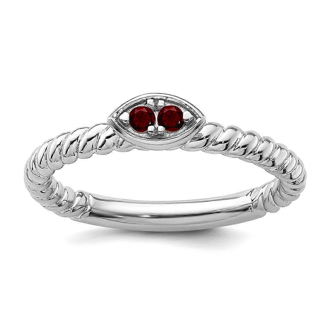 2.5mm 14k White Gold Stackable Created Ruby Twisted Ring Stackable Ring for Women - Ring Size: 5 to 8
