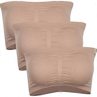 3 Packs Strapless Bras For Women, Women's Bandeau Bra, Padded Seamless Crop Bra Soft Comfort Wireles