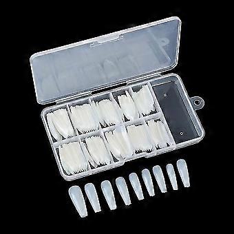 100pcs Coffin Nails Long Fake Nails - Clear Acrylic Nails