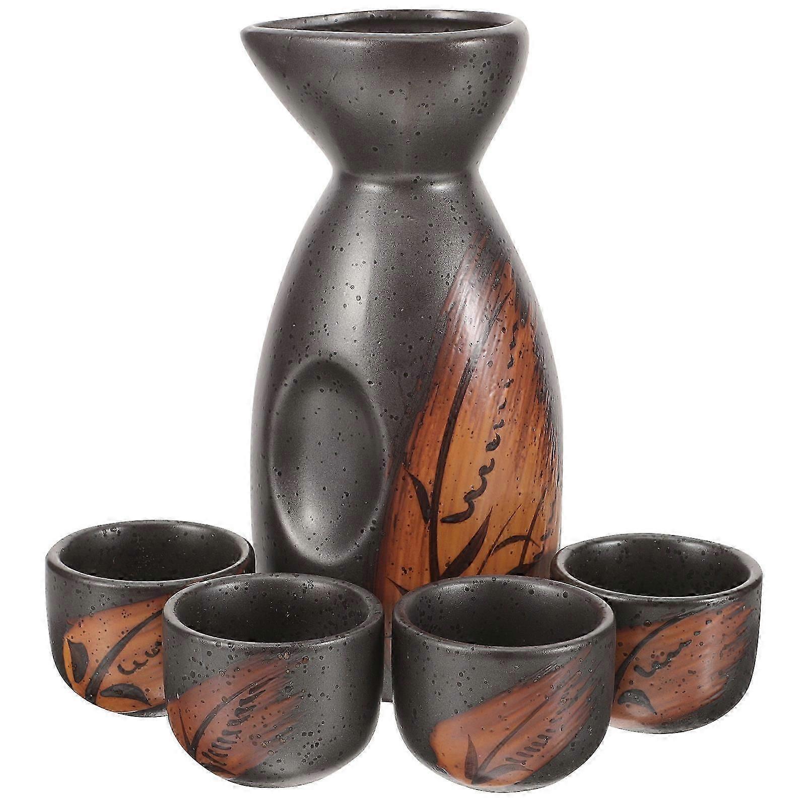 Japanese Ceramic Sake Serving Set with Cups, 1 Set