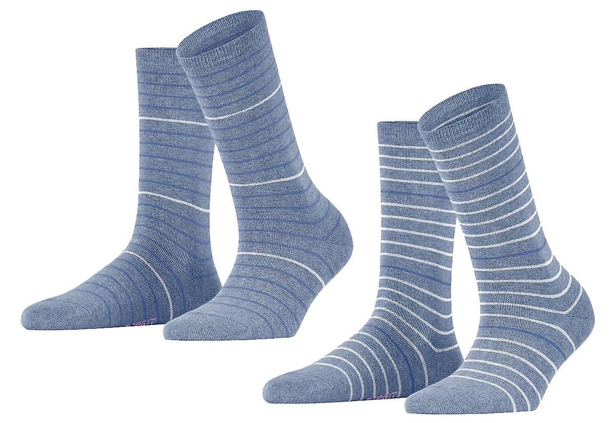 Esprit Fine Stripe 2 Pack Socks - Jeans Blue