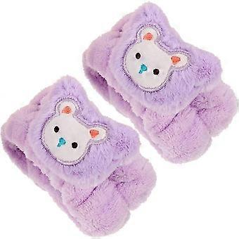 2pcs Flannel Wristbands, Absorbent Face Washing Towel Wrist Straps