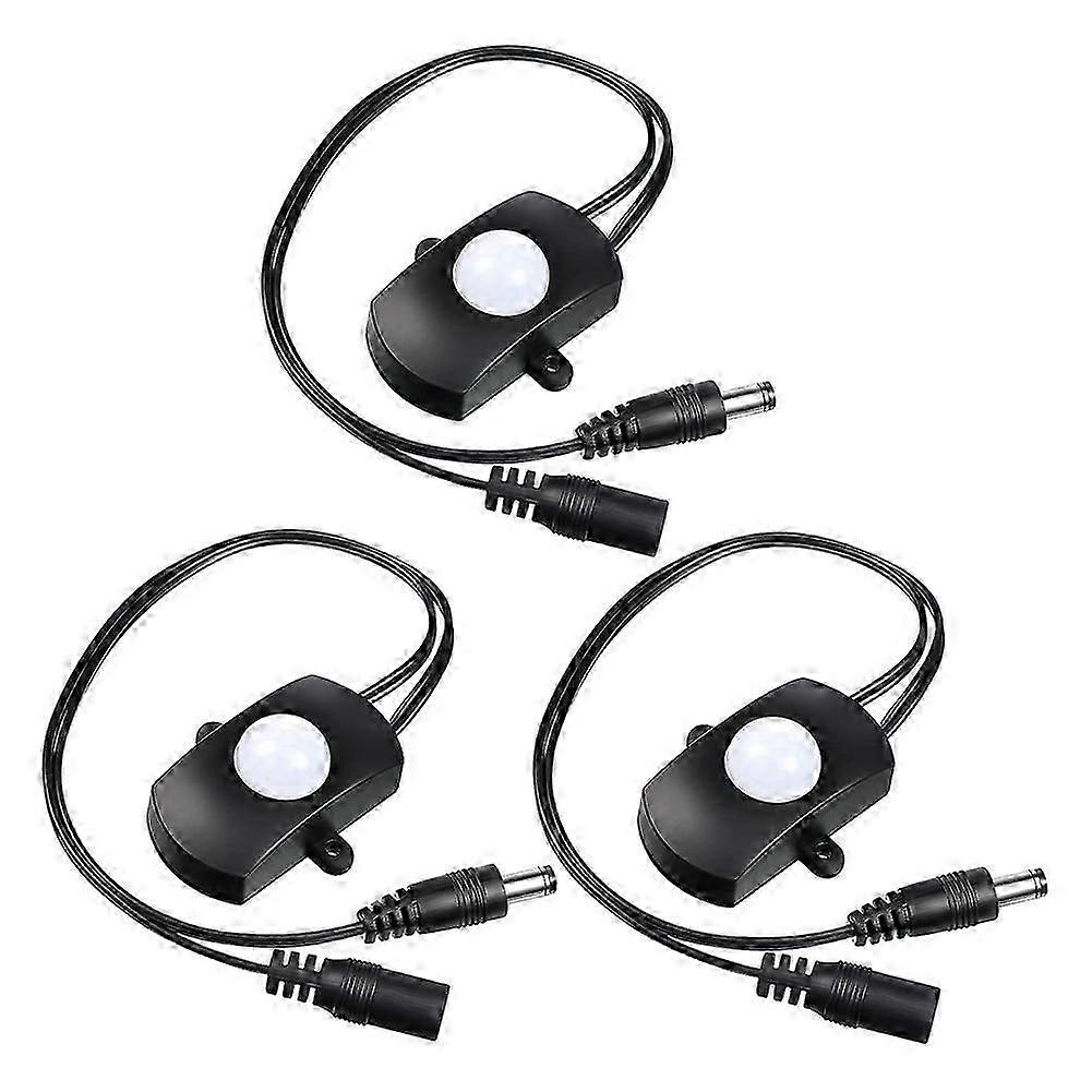 3pcs DC 5V-24V 5A PIR Motion Activated Sensor Light Switch Occupancy Motion Sensor with DC Coupler Cable for Party
