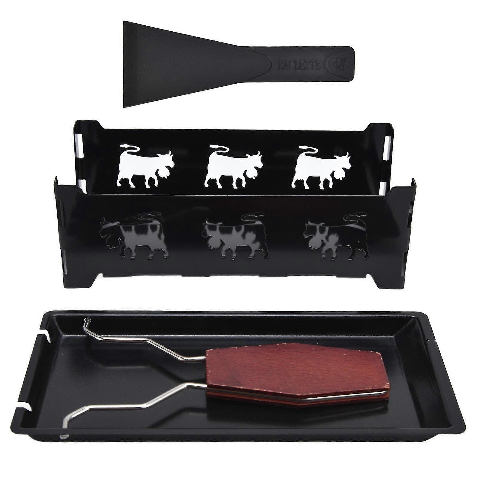 Mini Cheese Raclette Grill with Black Handle Rectangular Bakeware Cheese Baking Tool 26-27