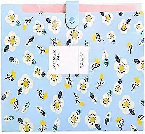 Floral Printed Accordion Document Case, Expandable, Blue