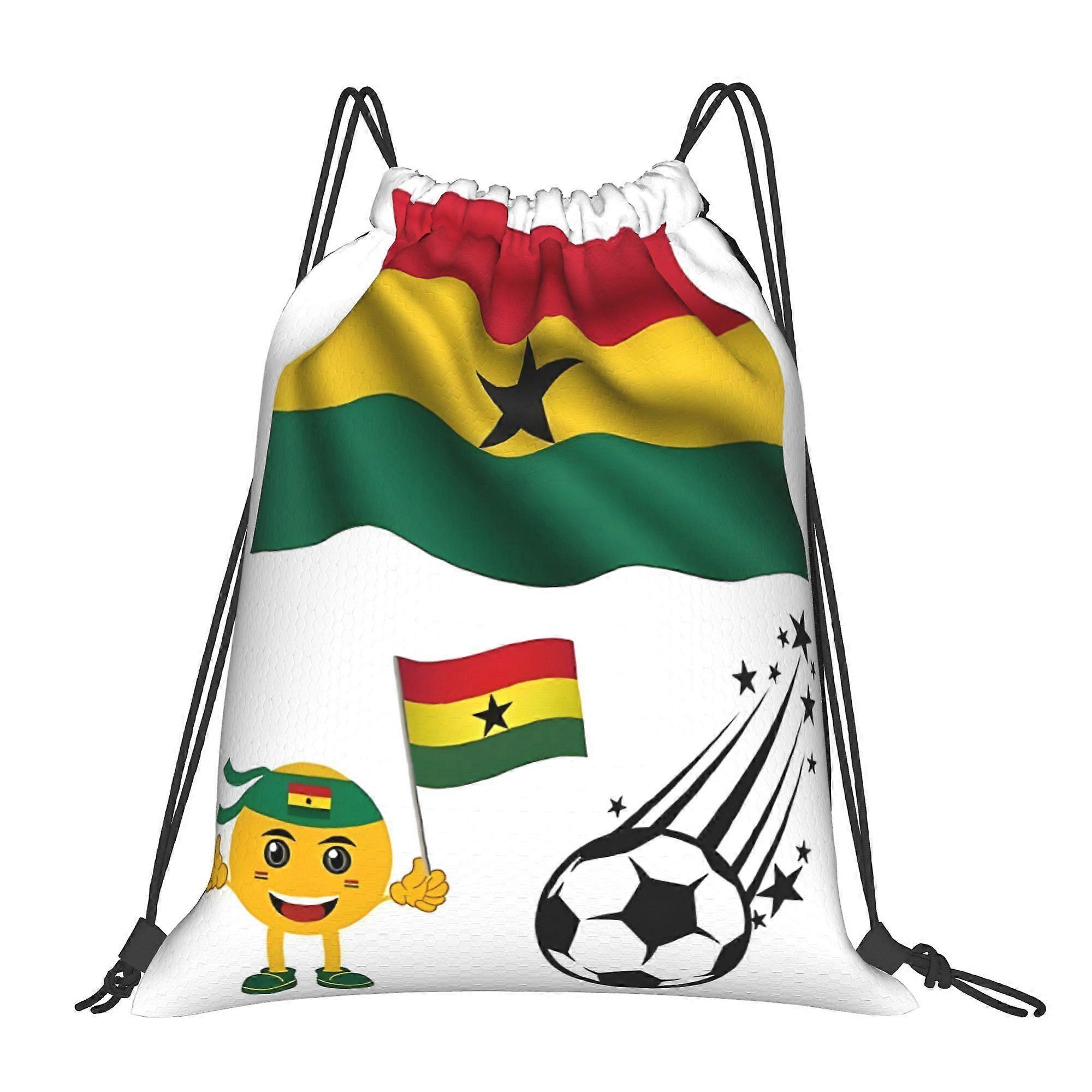 Ghana Map Flag Drawstring Bags-Cqazw