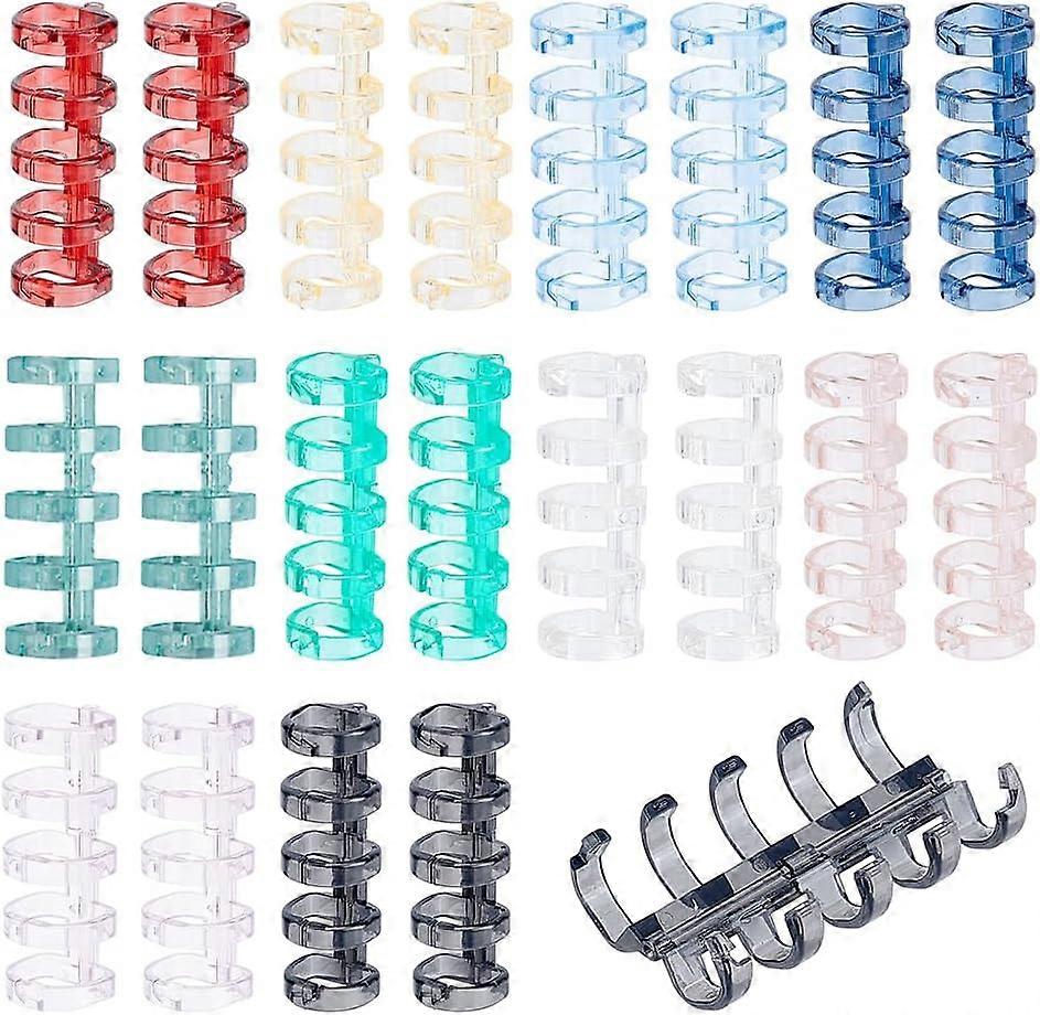 20pcs Loose Leaf Binders 10 Colors 5-Ring Book Rings Translucent Binding Spines Combs Snap Split Binder Rings Binding Comb