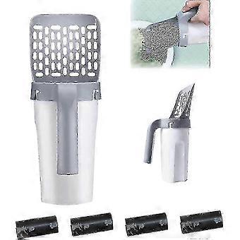 Pooper Scooper Integrated Cat Litter Sifter Scoop System, Detachable Deep Shovel Holder