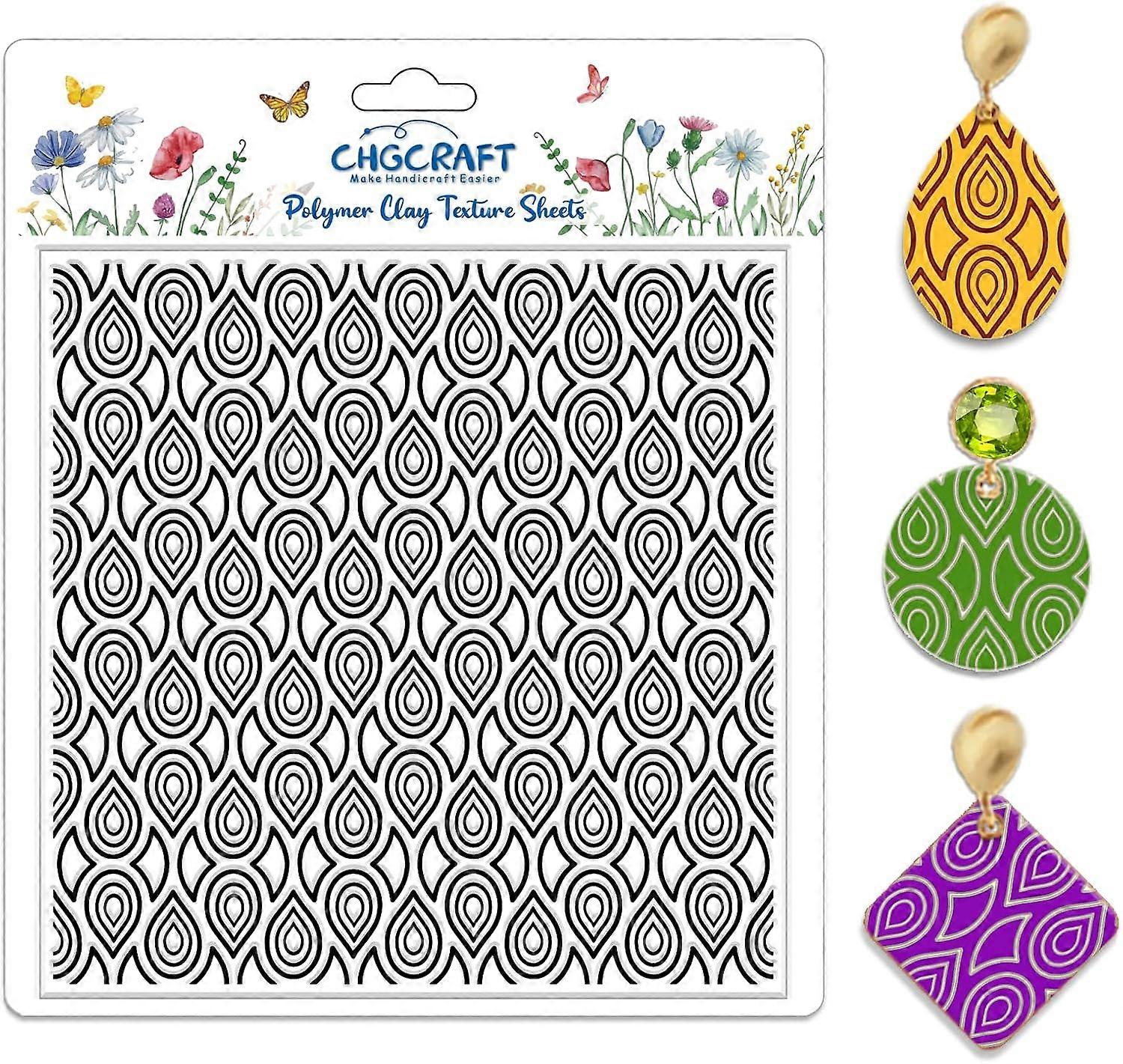 Teardrop Polymer Clay Texture Sheets Repeating Seamless Pattern Texture Stamp Line Art Modeling Pattern Pad for Jewelry