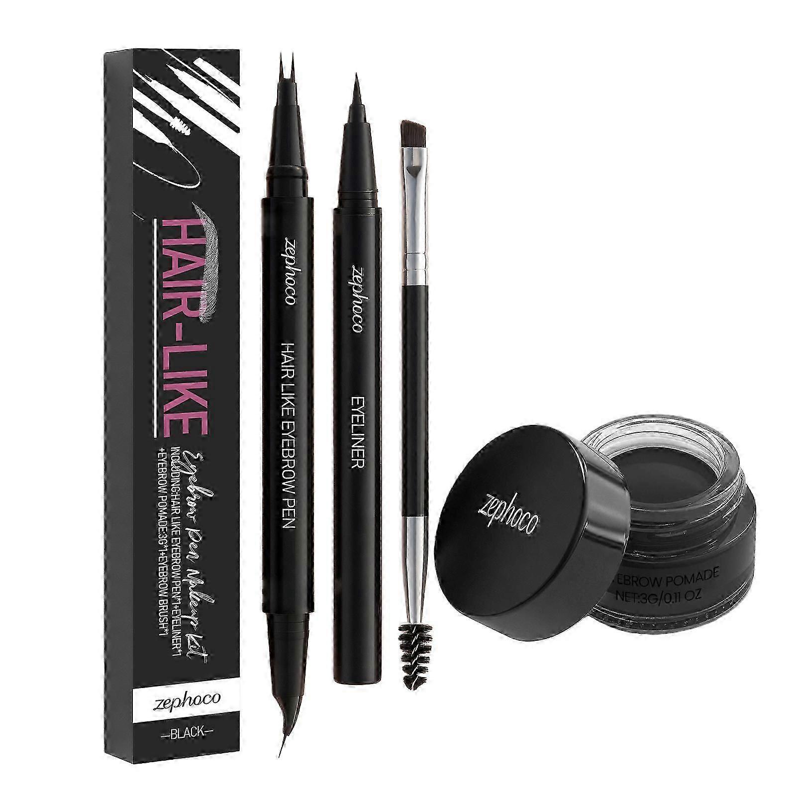 Eyebrow Dye Set, 2 Black Eyebrow Dye Sets, Natural Color, Easy to Create 3D Eyebrows