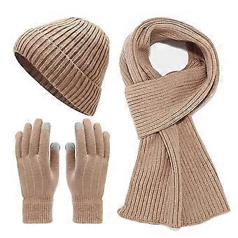 Dames Winter Warme Gebreide Muts, Handschoenen, Lange Sjaal, -gevoerde Winddichte Winter Outdoor Set Voor