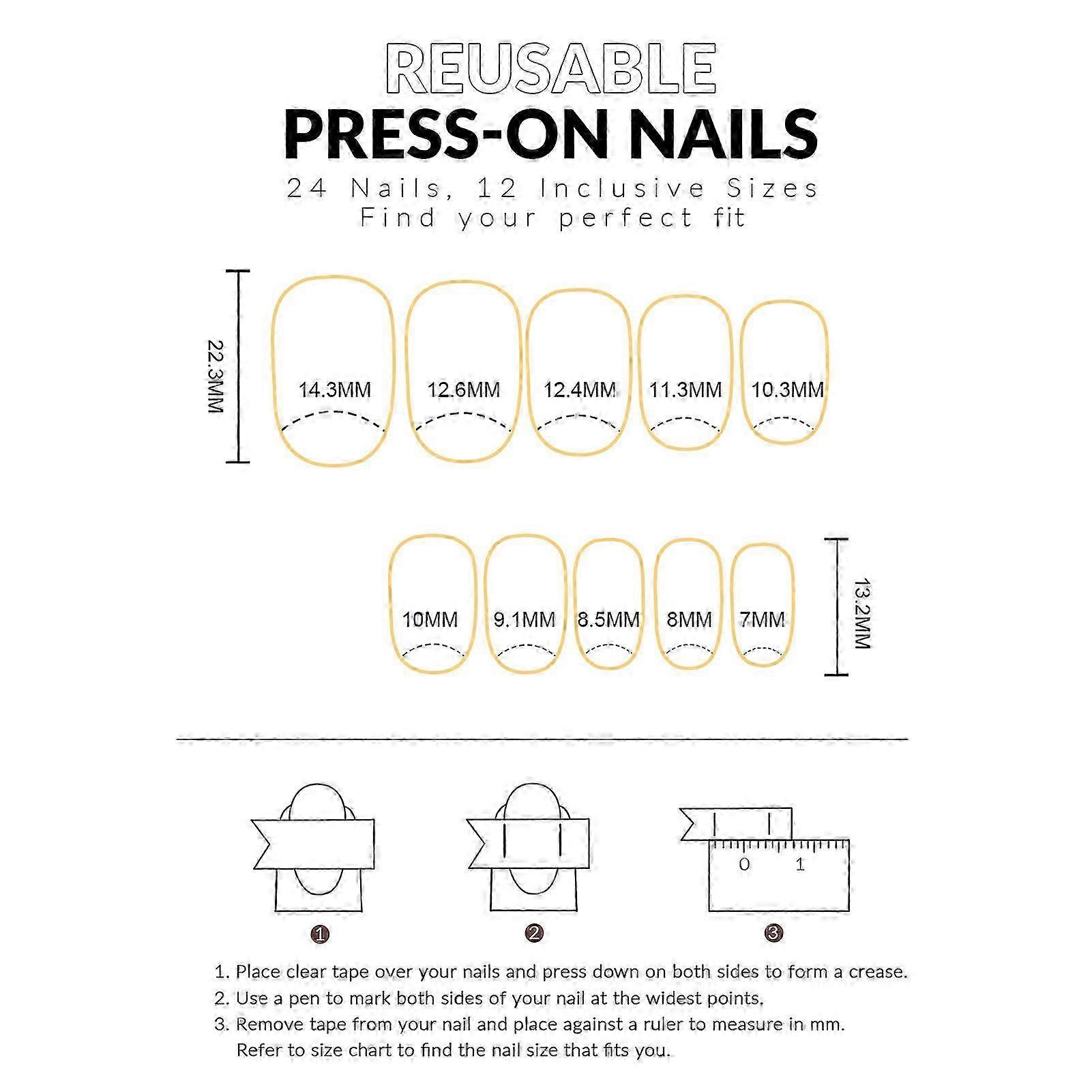 White Red Press On Nails 24PCS