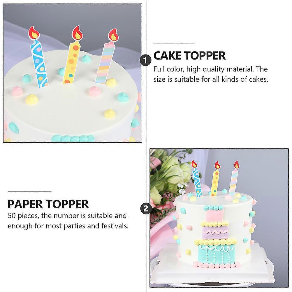 Paper Candle Decoration Pattern Insert for Cake with 100Pcs