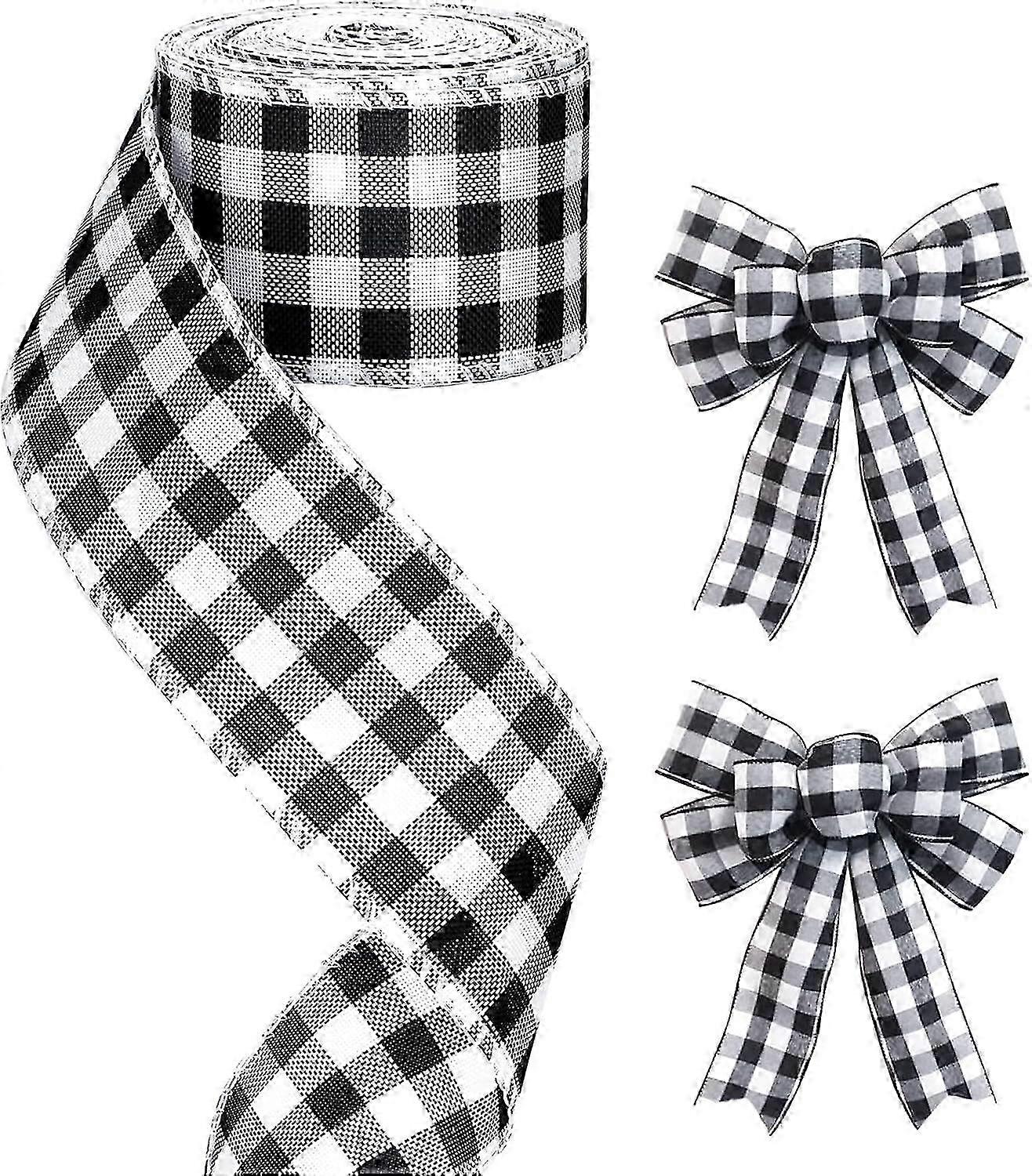60mm Wired Gingham Hessian Ribbon