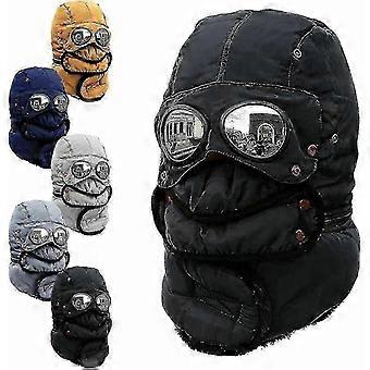 Gorro térmico de invierno con gafas, máscara de esquí cortavientos para ciclismo de invierno DSW