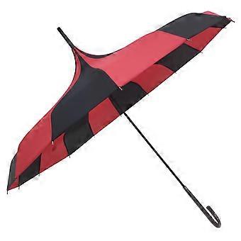 Large 16 Ribs Pagoda Umbrella Black and White Striped Design with Ergonomic Long Handle for Photography