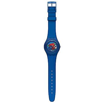 Swatch indigo lacquered watch for Unisex Analog Quartz with Silicone bracelet SUON101