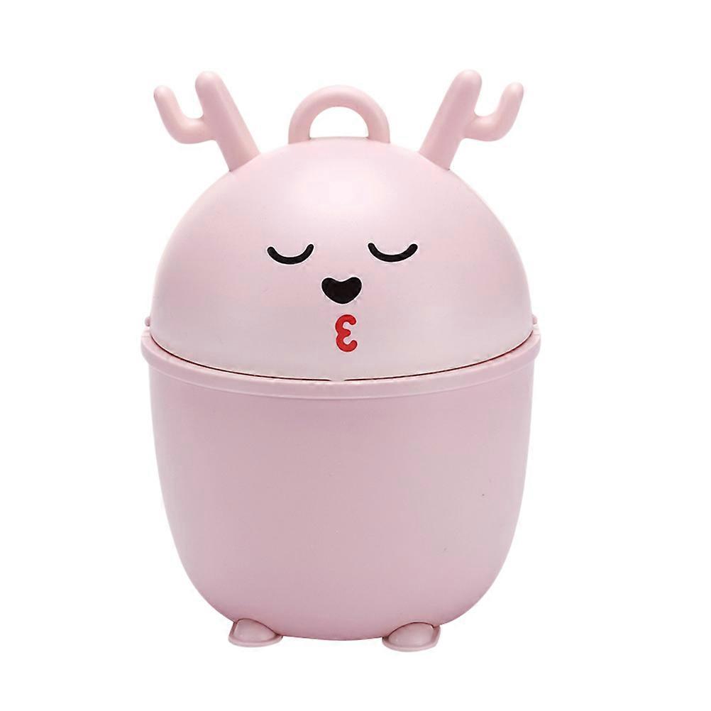 Desktop Trash Can Mini Garbage Container for Garbage Use 2Pcs Pink Plastic