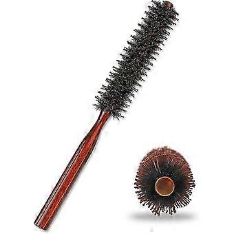 Runder Haartrockner-Bürste mit Borsten aus Schweineborste und Nylonborsten sowie einem Holzgriff, geeignet zum Föhnen, Locken und für mehr Volumen.