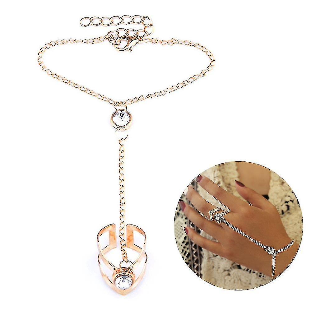 Boho Finger Ring Bracelet Tassel Chain