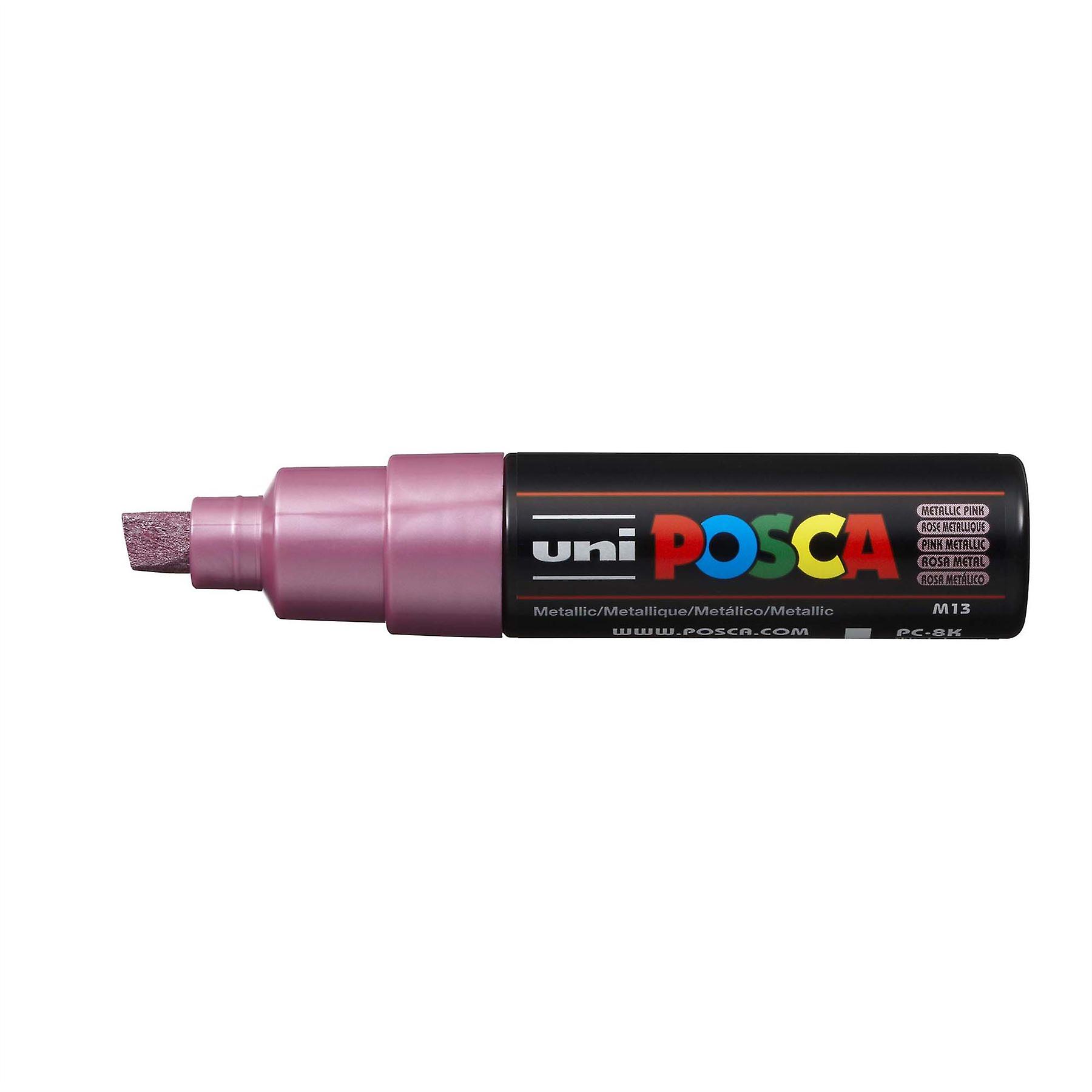 Uni POSCA PC-8K 8mm Chisel Marker Pen, Metallic Pink