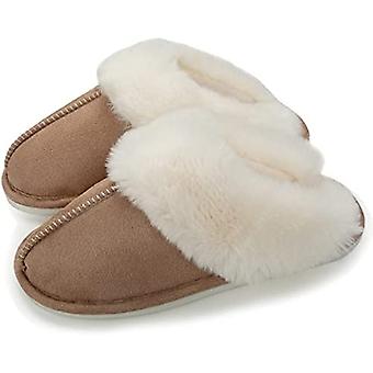 Pantofole da donna Winter Slipper Home Comfort Warm Slippers Peluche in pelle Mules Fur Indoor Antiscivolo Home Shoes (36-37)