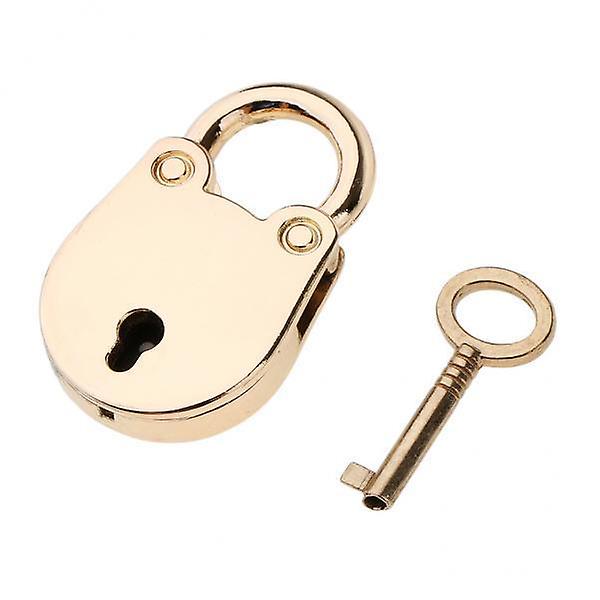 4xVintage Padlock Mini Security Lock with Key for Diary Luggage Light Gold