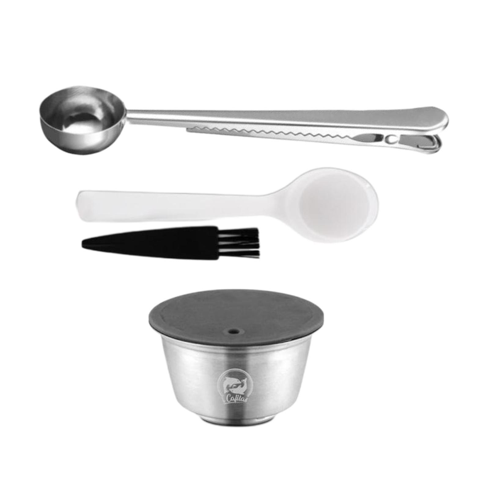 Refillable Reusable Coffee Capsule Single Cup Spoon & Brush Coffee Maker
