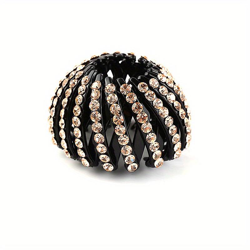 1pc Clip à cheveux élégant en strass pour la fabrication de chignons et le style de queue de cheval