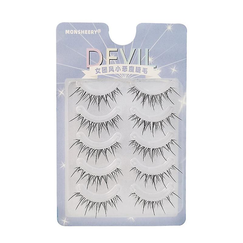 5 Pairs False Eyelashes Pack Soft 3d Effect Sharpened Tips Lashes No Irritation Beautify Eyes Professional Salon Use