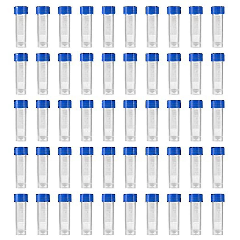 200pcs 5ml Plastic Graduated Vial Storage Container Test Tubes With Screw Caps