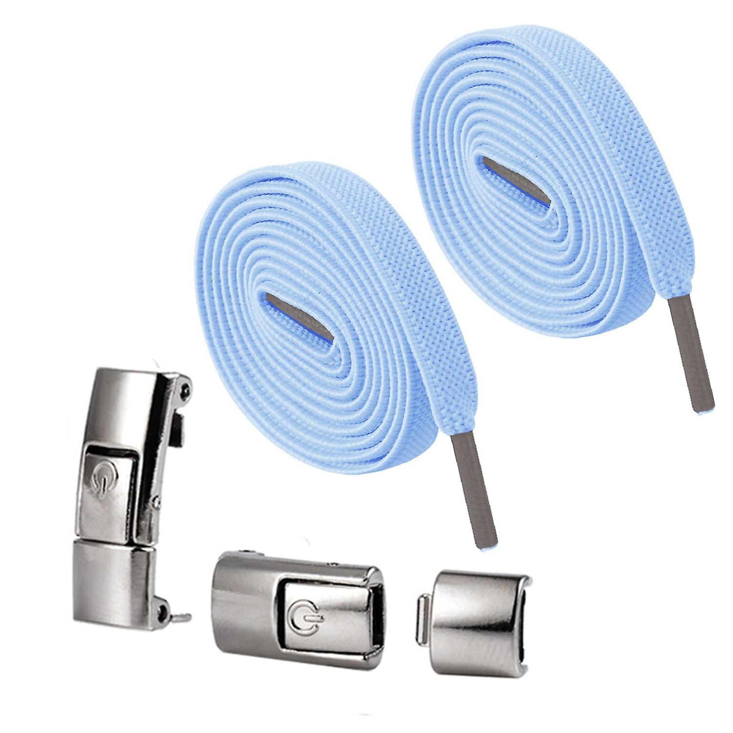 2Pcs No Tie Shoelaces Heavy Duty Quick Release Press Lock Lazy Shoe Lace with Metal Lock Buckle