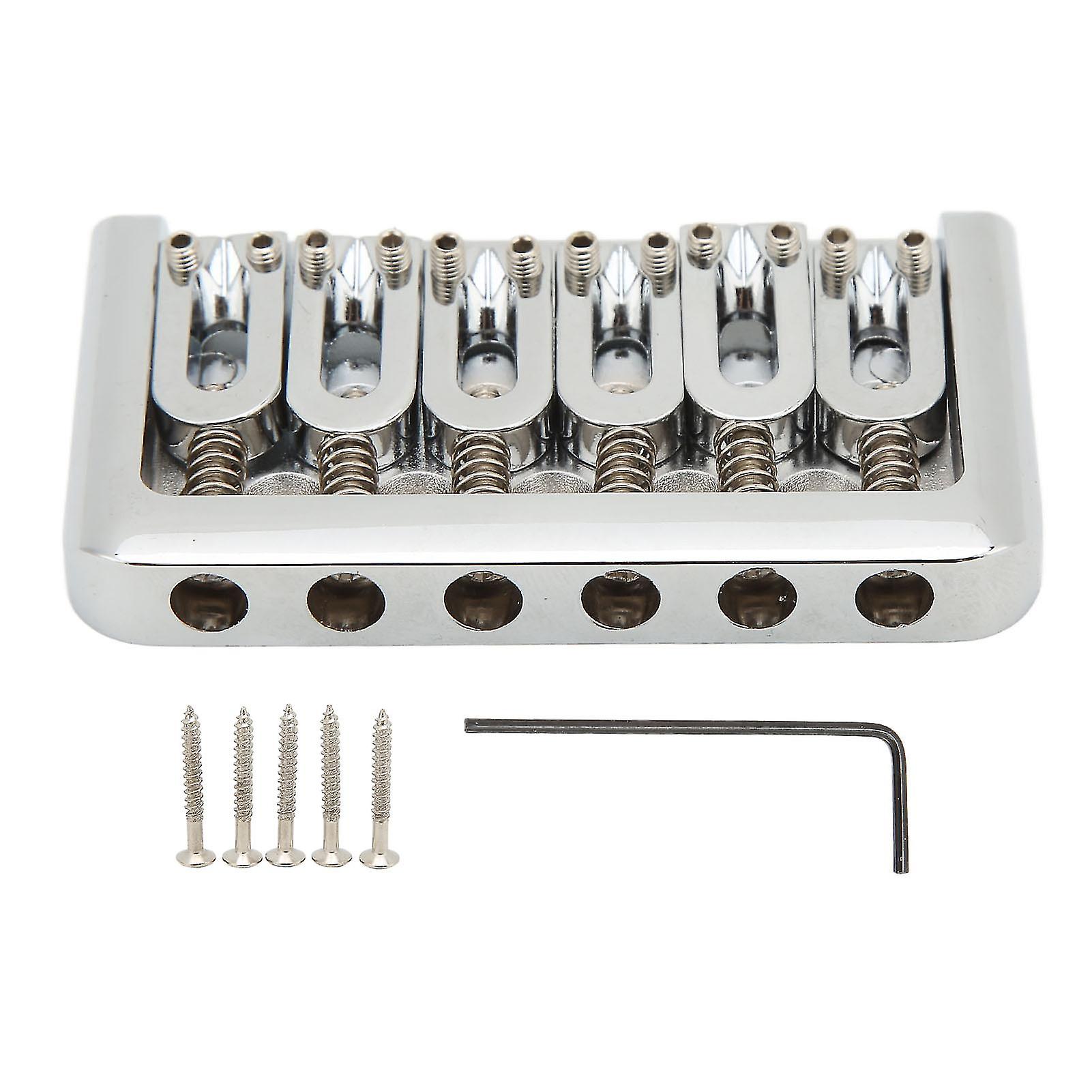 76mm Fixed Hardtail Guitar Bridge U Shaped String Spacing Roller Bridge Saddle for Electric GuitarSilver