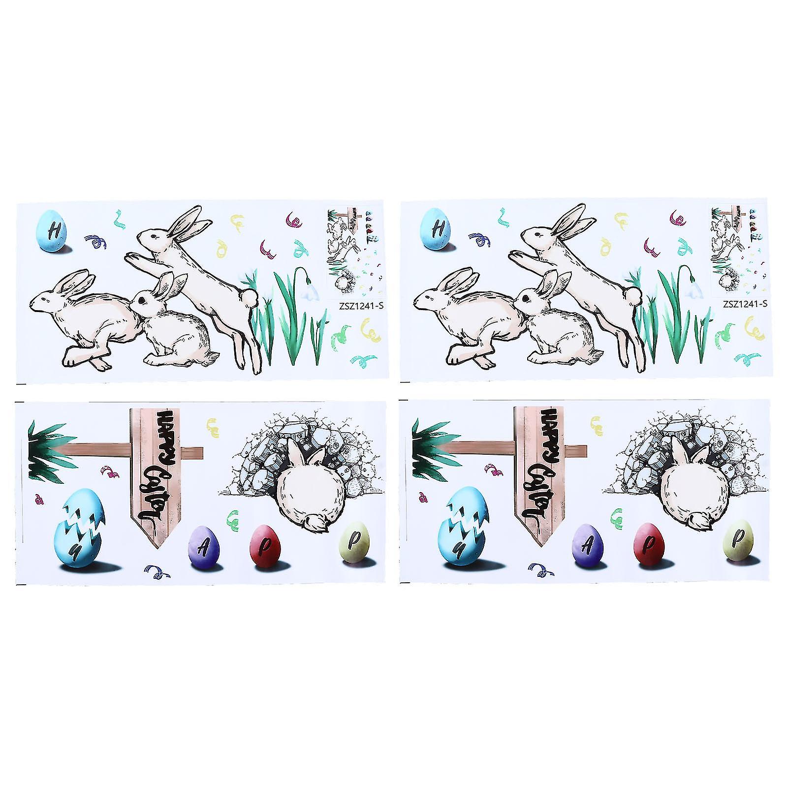 2Sets Kitchen Wall Stick Easter Bunny Shape 60x30cm Creativity Simple Removable Decorative Wall Stickers
