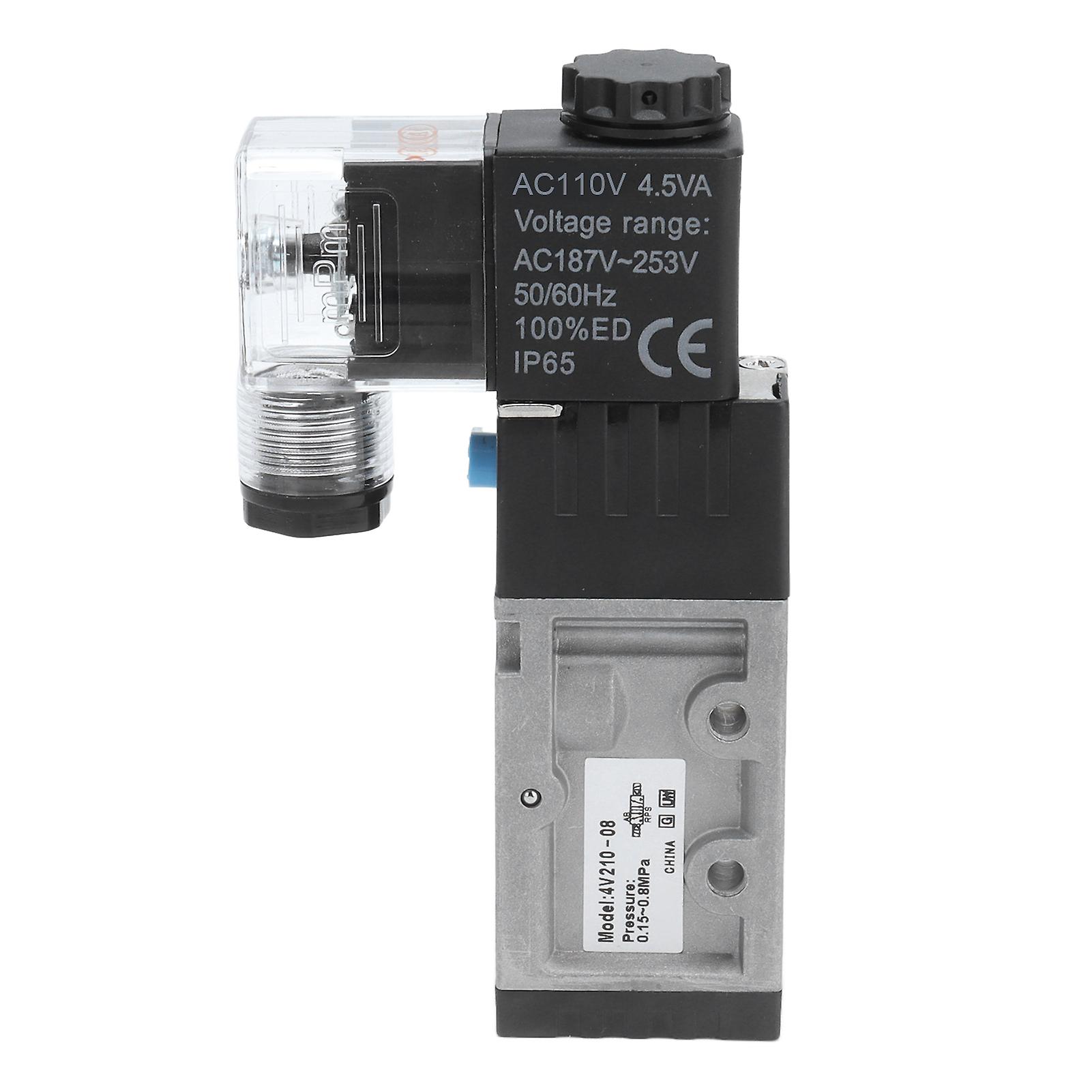 2 Position 5 Way Sole Valve Pneumatic Reversing Switch Control Valves G1/4in IntakeAC 110V±15%