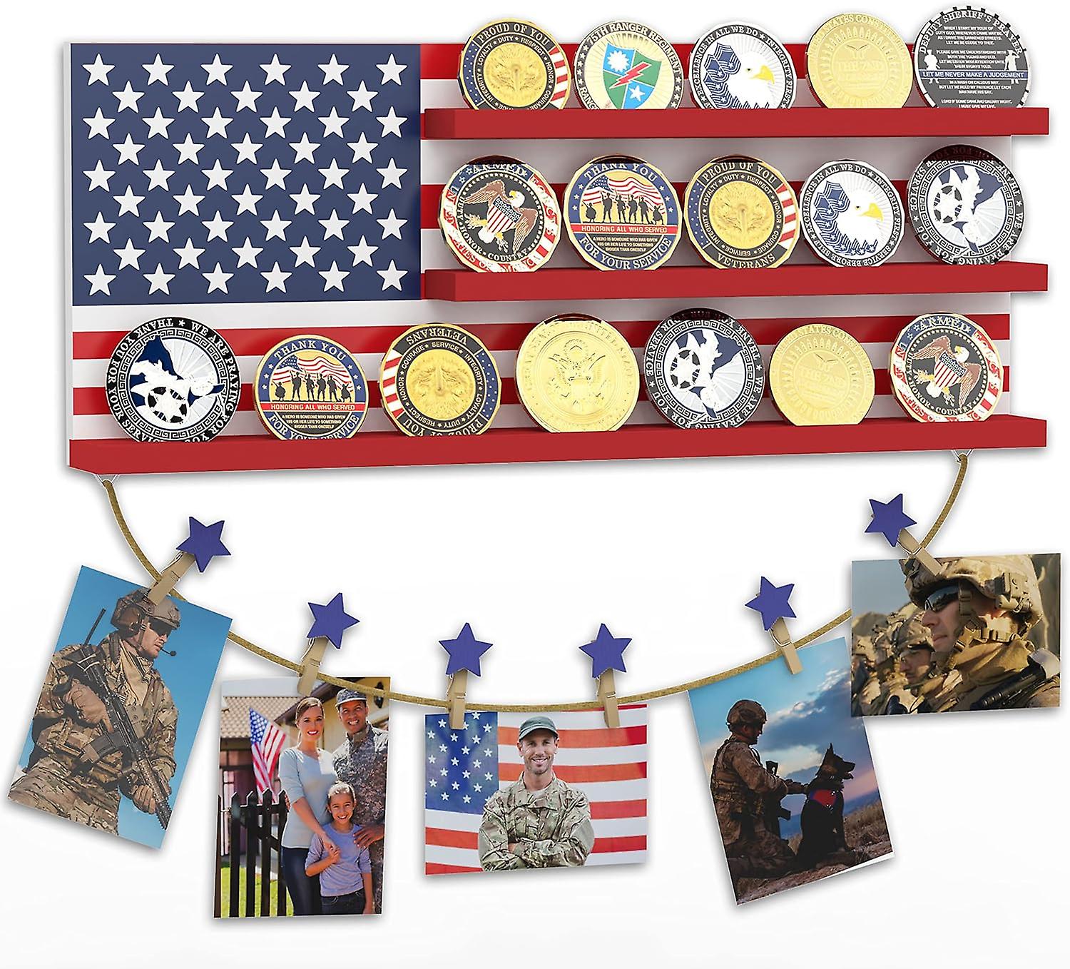 Handmade Flag Challenge Display Commemorative Stand Desktop Display Stand