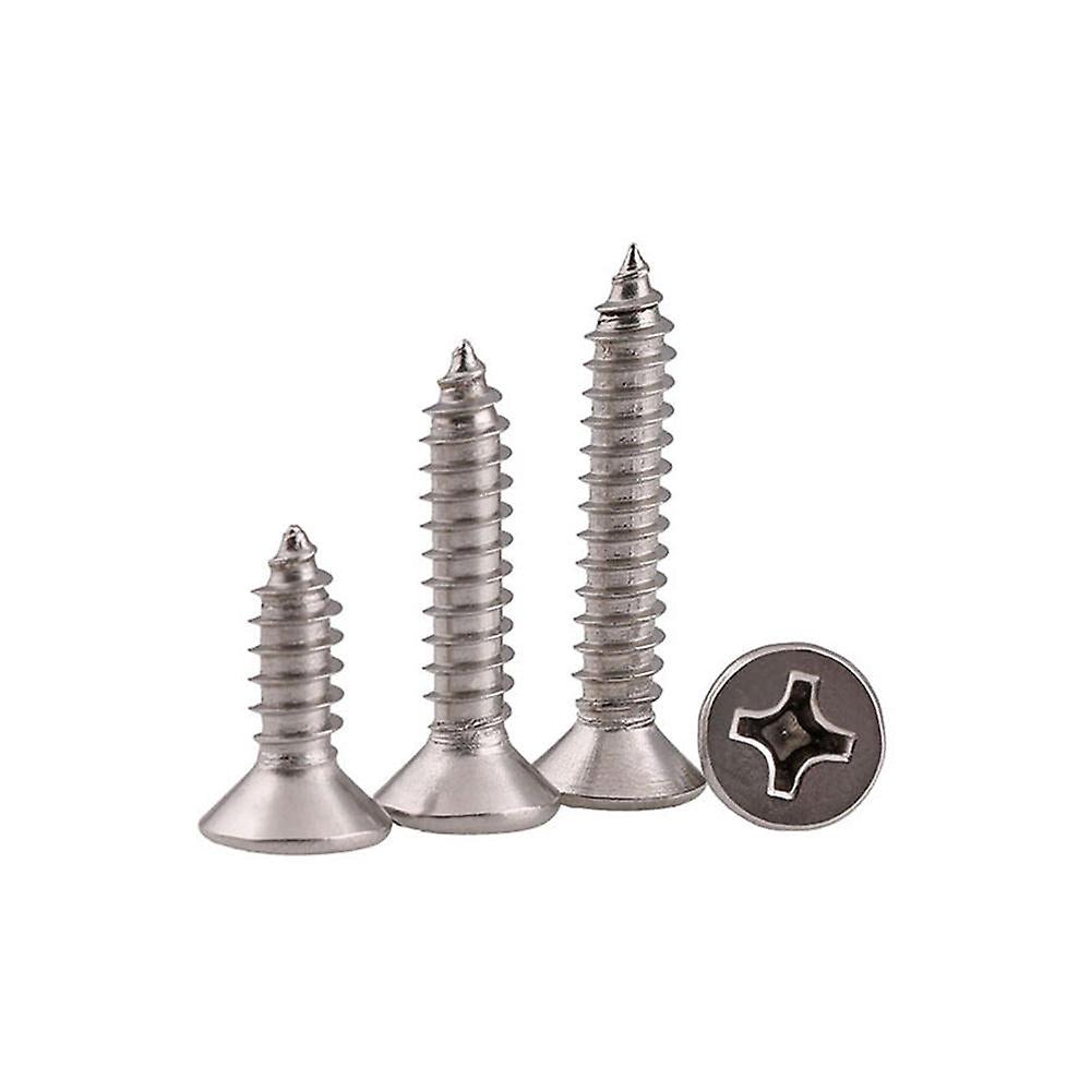 M2.6sp1 100pcs M2.6 304 Stainless Steel Cross Flat Head Self Tapping Screw Wood Screws Speaker Screws Optional Length