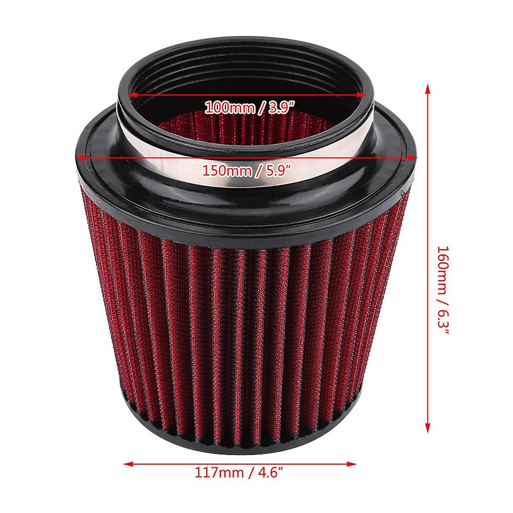 Universal Car Modification High Flow Inlet Air Intake Round Cone Air Filter Cleaner 100mm