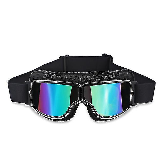 1pcs Retro Motorcycle Goggles Glasses For Harley Vintage Helmet Windshield Black Frame Colorful Detachable Windproof Universal A ffg