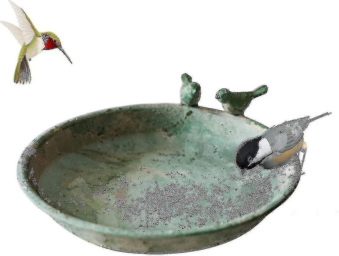 Valurautainen pyöreä lintukylpy vihreä puutarhasisustus luonnonvaraisille linnuille