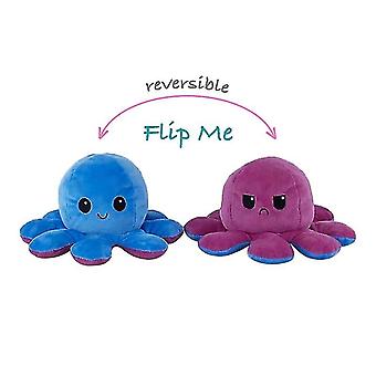 Reversible Octopus Plushie Double-sided Flip Doll Show Mood Toy Blue Purple