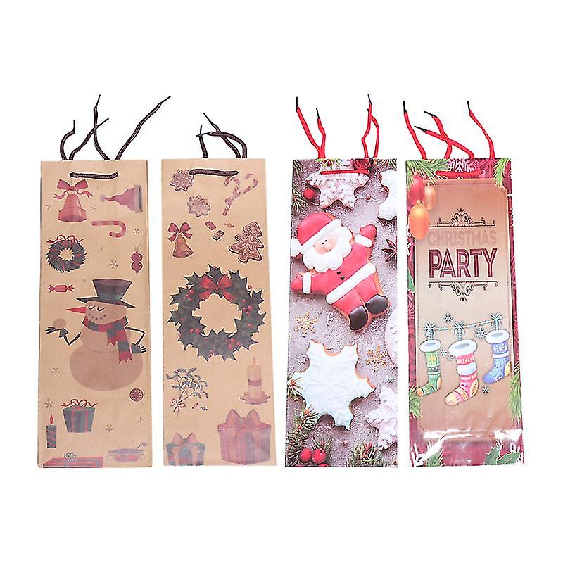 4pcs Kraft Paper Wine Carry Bag