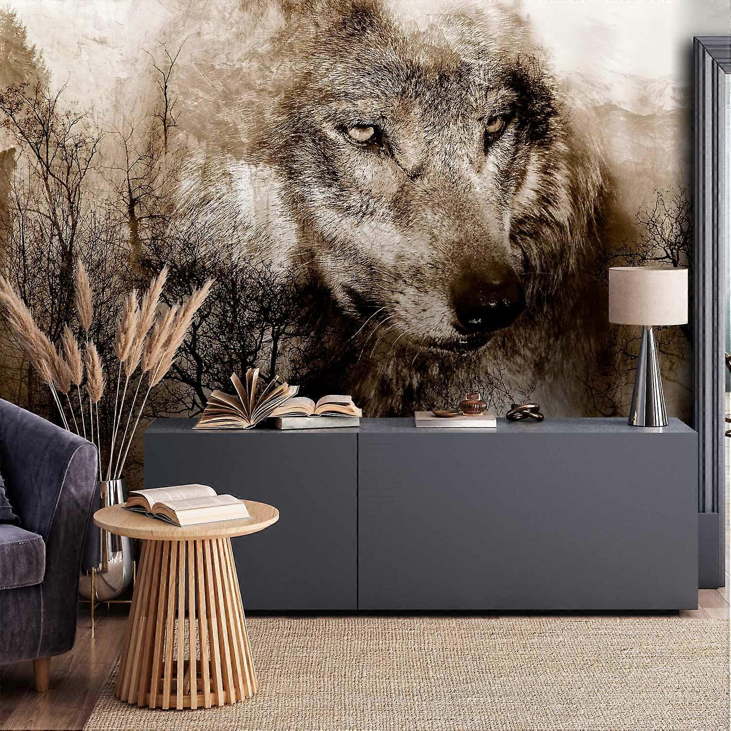 Samolepicí obrazová tapeta - Mountain Predator (hnědá)
