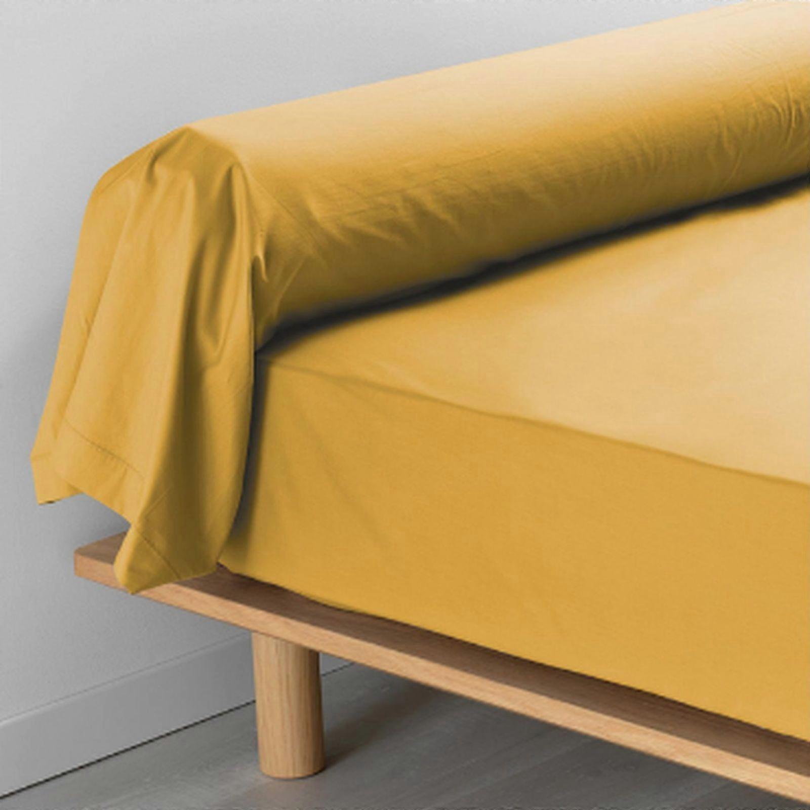 Honey yellow percale bolster case 85 x 185 cm
