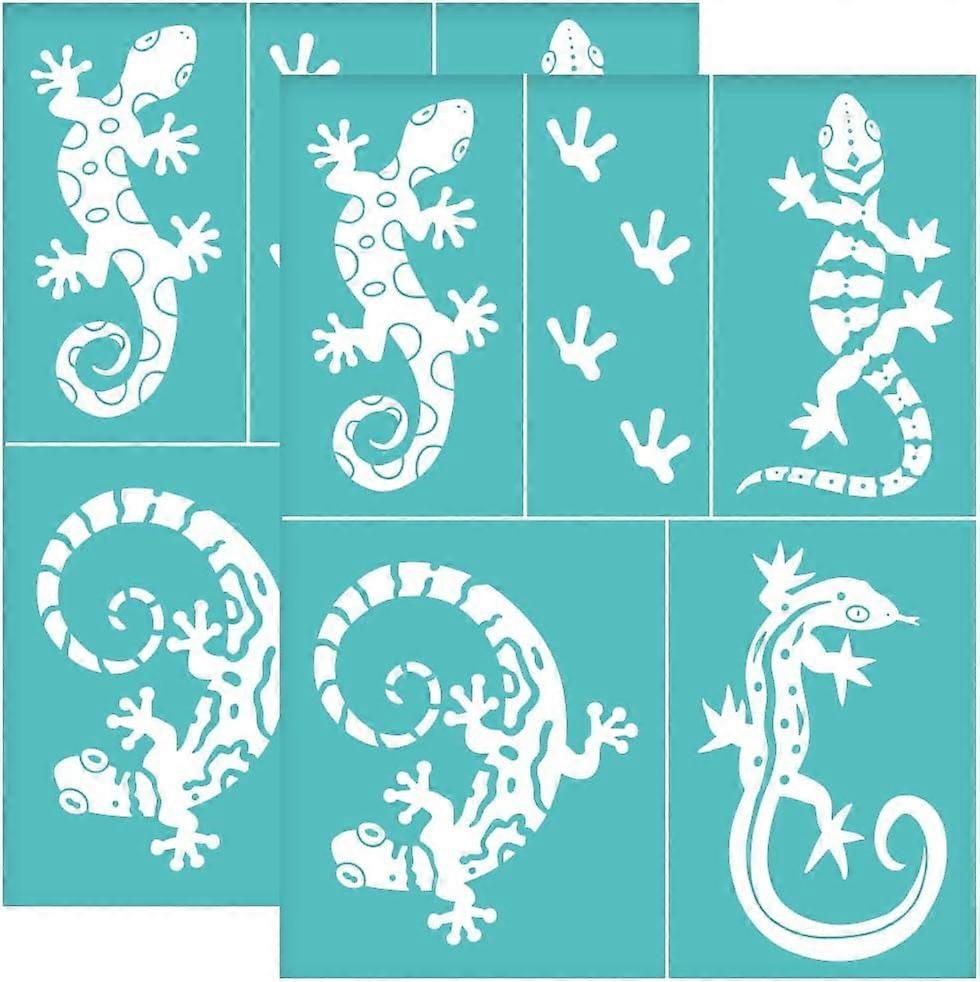 2Pcs Lizard Self-Adhesive Silk Screen Printing Stencil 4-Style Lizard Silk Screen Stencil Lizard Footprints Reusable