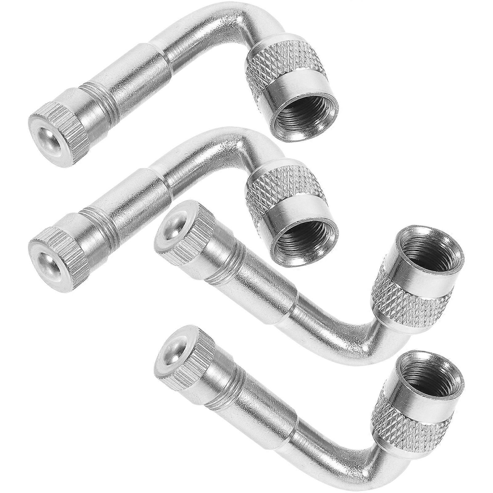 4Pcs Professional 45 Degree Brass Air Tyre Stem with Extension Adapter for Car Truck Motorcycle(Silver)